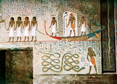 Båtscene, Adelsgravene, Theben, Egypt av Unbekannt