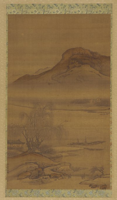 Båter fortøyd på Nighttime River, Qing-dynastiet, 1700-tallet. av Unbekannt
