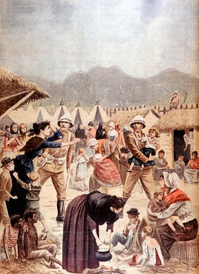 Boer kvinner og barn i en britisk konsentrasjonsleir i Transvaal, Boer War, 1901 av Unbekannt