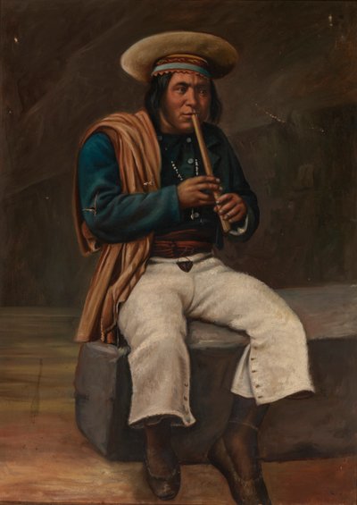Boliviansk indisk spiller Quena, ca. 1890-1892. av Unbekannt