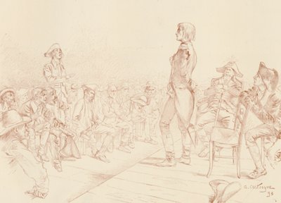 Bonaparte henvender seg til en jakobinsk klubb på Korsika, c1789, 1896 av Unbekannt