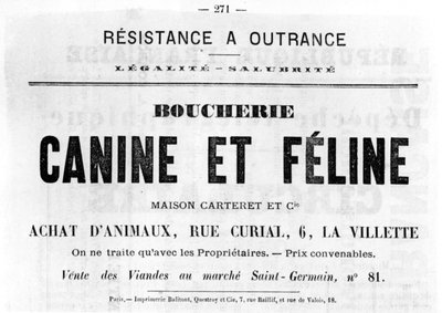 Boucherie Canine et Feline, fra franske politiske plakater fra Paris-kommunen, mai 1871 av Unbekannt