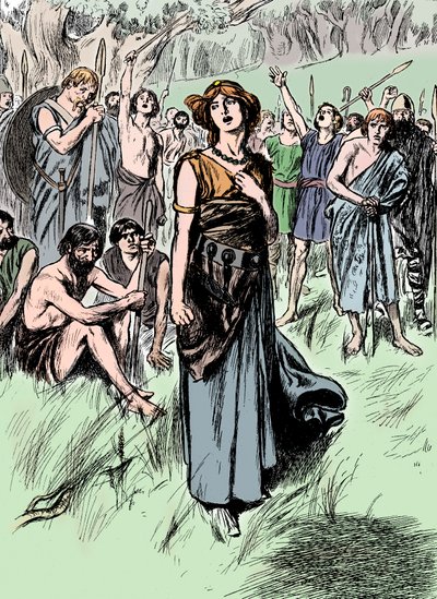 Boudicca Boadicea britiske dronning av Iceni fra det første århundre, samlet troppene sine, ca 1900 av Unbekannt
