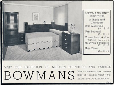 Bowmans - Besøk vår utstilling av moderne møbler og stoffer, 1935 av Unbekannt