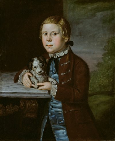Gutt av Hallett familie med hund, 176676. av Unbekannt