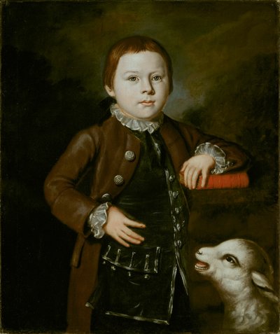 Gutt av Hallett familie med lam, 176676. av Unbekannt