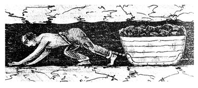 Gutteputter som drar en slede med kull langs en smal søm, Sør-Wales, 1848 av Unbekannt