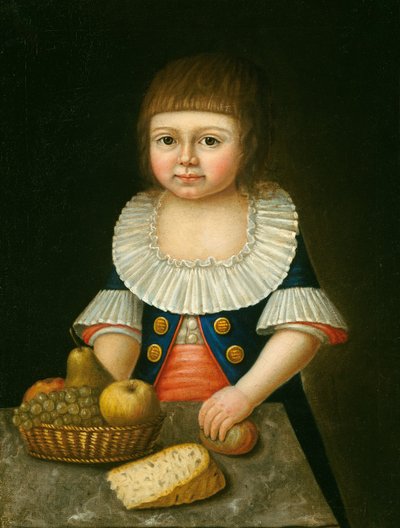 Gutt med en kurv med frukt, ca. 1790. av Unbekannt