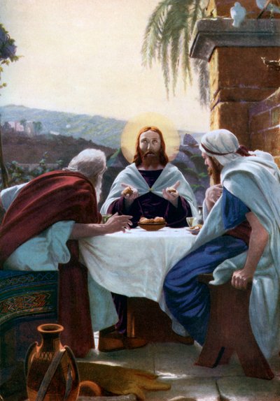 Breaking of Bread at Emmaus, 1926 av Unbekannt