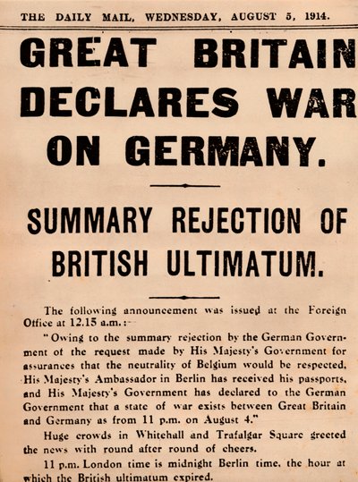 Storbritannia erklærer krig mot Tyskland, 1914-1935 av Unbekannt