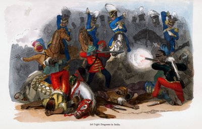 British 3rd Light Dragoons i aksjon i India av Unbekannt