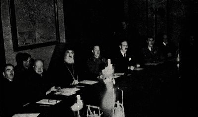Britiske og greske ministre konfererer i Athen, juledag, 1944, 1945. av Unbekannt