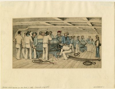 Britiske marineskyttere på kanondekk, ca. 1850 av Unbekannt