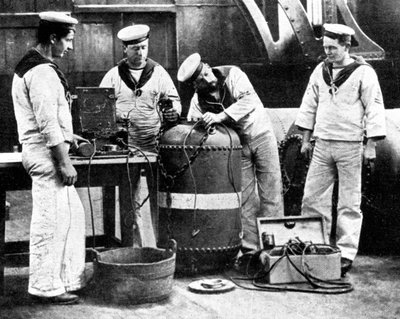 Britiske sjømenn kobler en gruve, første verdenskrig, 1914 av Unbekannt