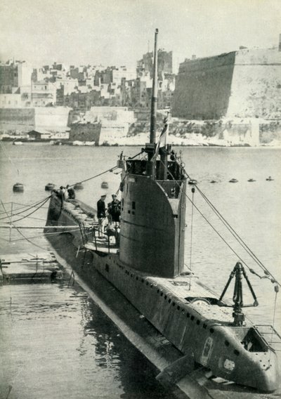 Britisk ubåt på Malta, andre verdenskrig, 1945. av Unbekannt