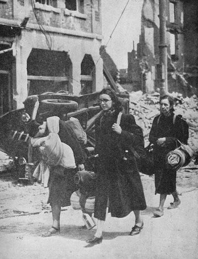 Britiske tropper holder ut i Louvain når flyktninger forlater byen, 1940, 1940 av Unbekannt