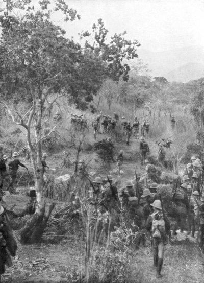 Britiske tropper i bushen på grensene til det tyske Øst-Afrika, første verdenskrig, 1915 av Unbekannt