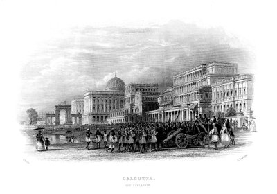 Britiske tropper paraderer på esplanaden, Calcutta, India, midten av 1800-tallet av Unbekannt