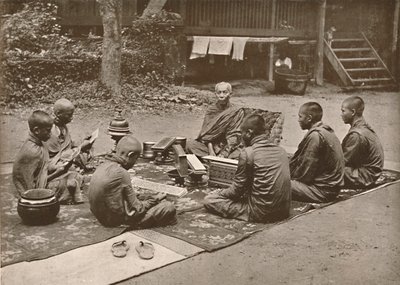 Buddhistprest med elever, 1900. av Unbekannt