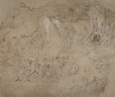 Bygger broen til Lanka, ca. 1800. av Unbekannt