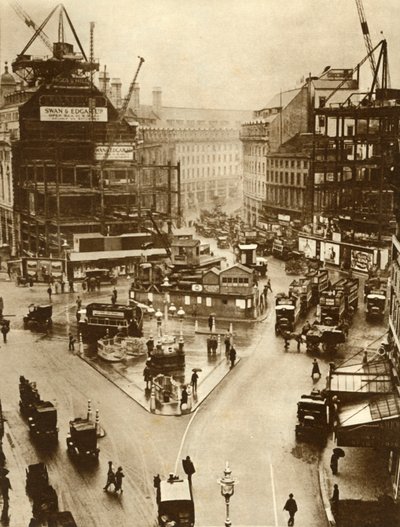 Byggearbeid ved Piccadilly Circus i London, 1926, 1935. av Unbekannt