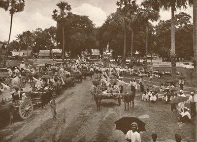 Burmesisk begravelse. - Procession of Carts with Offers, 1900. av Unbekannt