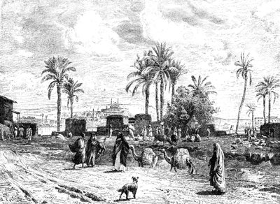 Kairo sett fra venstre bredd av Nilen, 1881 av Unbekannt
