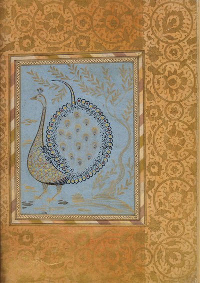 Kalligrafisk komposisjon i Shape of Peacock, Folio fra Bellini Album, ca. 1600. av Unbekannt