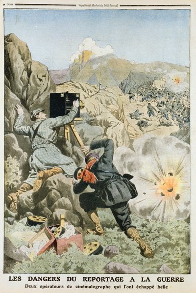 Kameramenn under ild mens de filmet i den første Balkankrigen, 1912 av Unbekannt