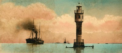 Suez-kanalen. De bitre innsjøene - The north light-house, c1918-c1939. av Unbekannt