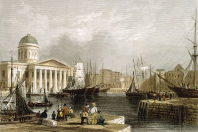 Canning Dock, Liverpool, viser Custom House, 1841 av Unbekannt