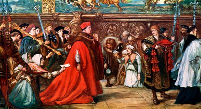 Kardinal Wolsey går i prosesjon til Westminster Hall, 1887, c1920 av Unbekannt
