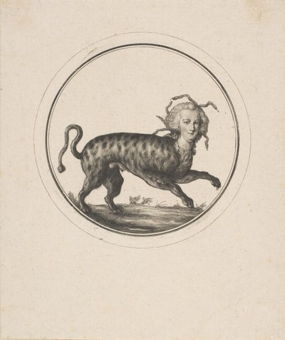 Karikatur som viser Marie Antoinette som en leopard, 1700-tallet. av Unbekannt