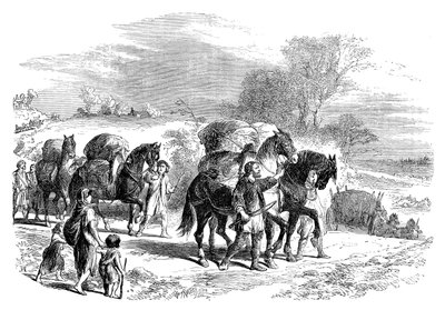 Bære brød til London på pakkehester, c1895 av Unbekannt