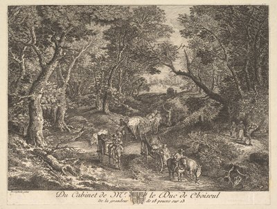 Carts on a Path through the Woods etter et maleri i samlingen til Duc de Choiseul, 1771. av Unbekannt