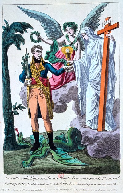 Katolsk tilbedelse ble returnert til det franske folket av 1. konsul Bonaparte, 1800-tallet av Unbekannt