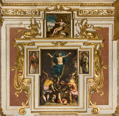 Kapell av Vår Frue av folket, andre span sørsiden, Giovan Battista Trotti kjent som Malosso, Oppstandelsen 1594, Bernardino Campi, San Giovanni nel ørkenen 1569, katedralen Santa Maria Assunta, Duomo, Cremona, Lombardia, Italia (bilde) av Unbekannt