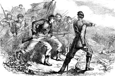 Anklagen for de føderale i Korint, amerikansk borgerkrig, c1880 av Unbekannt