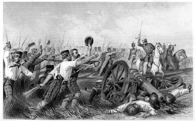 Anklagen for Highlanders før Cawnpore, under general Havelock, 1857, c1860 av Unbekannt