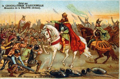 Charlemagne, kongen av frankerne, aksepterer saksernes underkastelse, 777 1800-tallet av Unbekannt