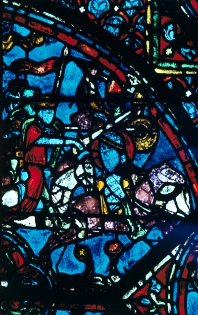 Charlemagne kjemper mot saracenerne, glassmalerier, Chartres-katedralen, Frankrike, c1225 av Unbekannt