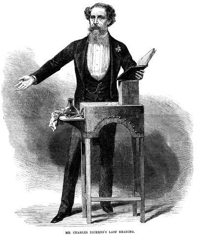 Charles Dickens 1812-70 holdt sin siste offentlige lesning i St James