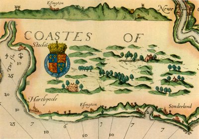 Kart som viser vindmøller som landemerker på den nordøstlige kysten av England, 1588, 1947. av Unbekannt