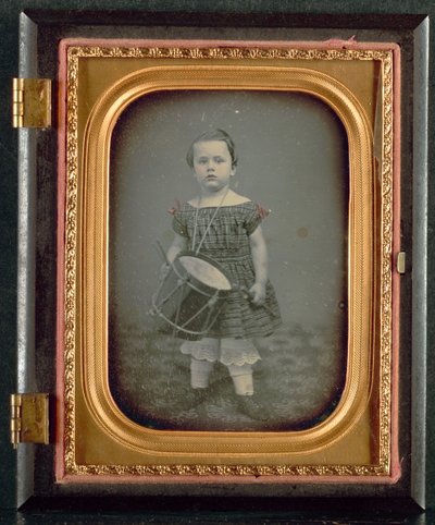 Barn med tromme, 1850-tallet. av Unbekannt