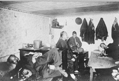 Kinesisk overnattingssted i San Francisco, California, ca. 1900 (s/hvitt-bilde) av Unbekannt