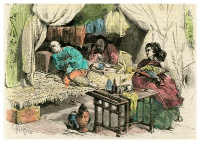 Kinesiske opiumsrøykere, 1800-tallet av Unbekannt