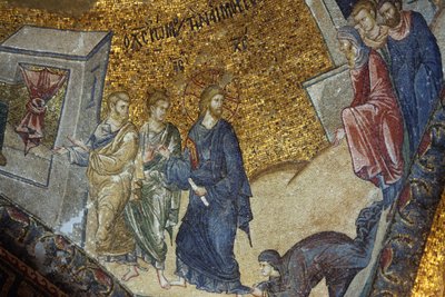 Chora kirkemuseum: mosaikk som viser kvinnen som ber Jesus om å gjenopprette helsen hennes Istanbul Turquie av Unbekannt