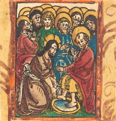 Kristus vasker apostlenes føtter, ca. 14901500. av Unbekannt