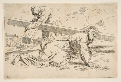 Kristus bærer korset på ryggen, kopi etter Cantarini, ca. 1637-1639 eller senere. av Unbekannt