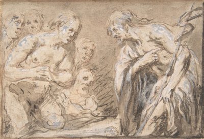 Kristus i Limbo Recto, helgen med rosenkrans Verso, 1600-tallet. av Unbekannt